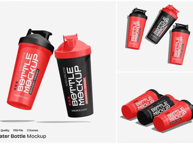 水瓶饮料包装展示样机模版 Water Bottle Mockup Product Mockups