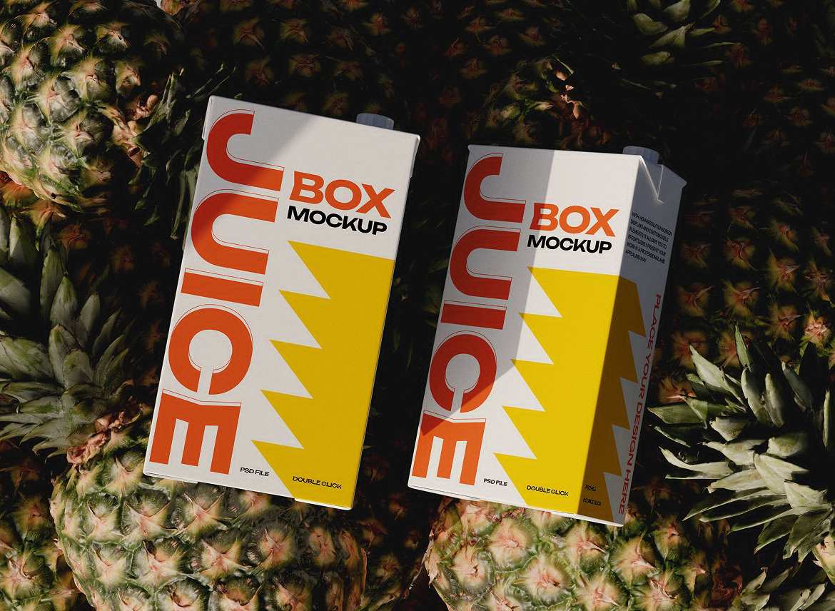 果汁纸盒包装设计样机模版 Juice Box Mockup Product Mockups插图2 果汁纸盒包装设计样机模版 Juice Box Mockup Product Mockups