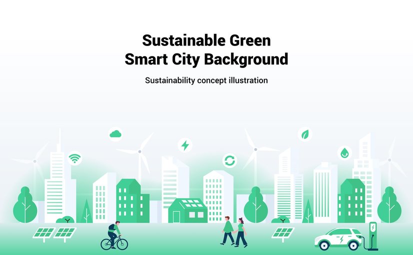 可持续绿色智慧城市背景素材 Sustainable Green Smart City Background