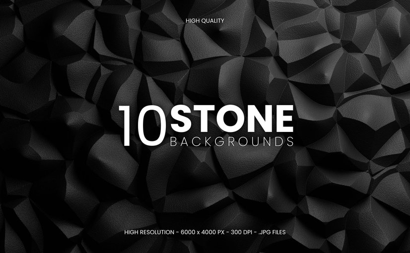 10款黑色石纹抽象背景 Black Stone Textured Abstract Backgrounds