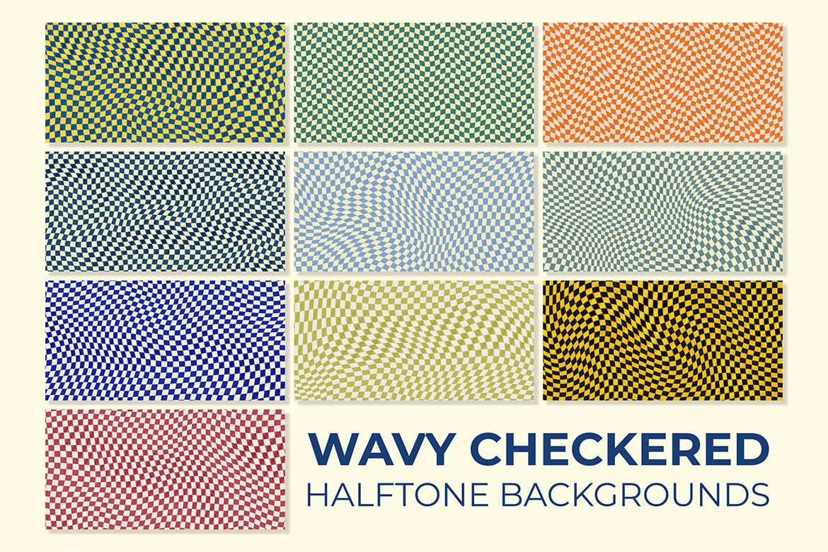 10款波浪格纹半色调背景 10 Wavy Checkered Halftone Backgrounds插图2 10款波浪格纹半色调背景 10 Wavy Checkered Halftone Backgrounds