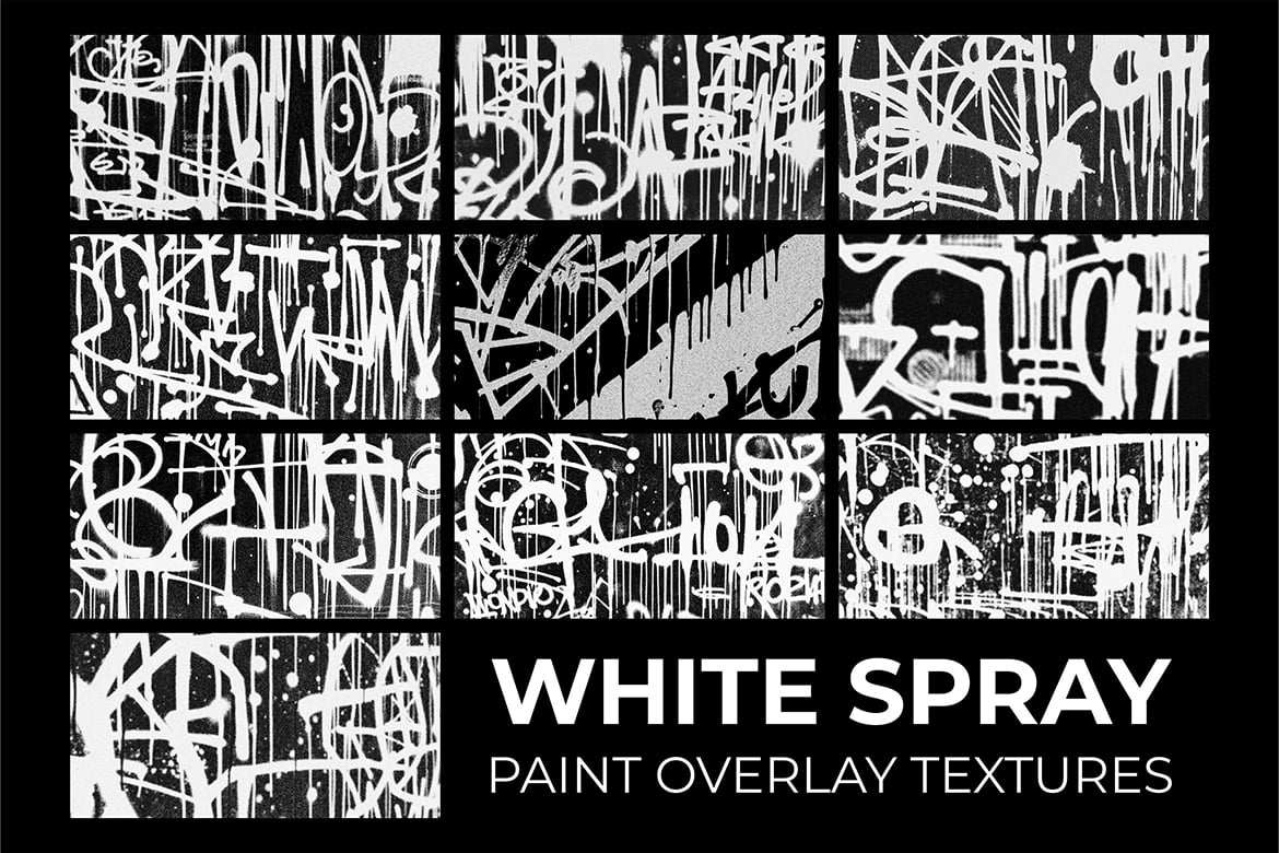 10款白色喷漆叠加纹理 10 White Spray Paint Overlay Textures插图1 10款白色喷漆叠加纹理 10 White Spray Paint Overlay Textures