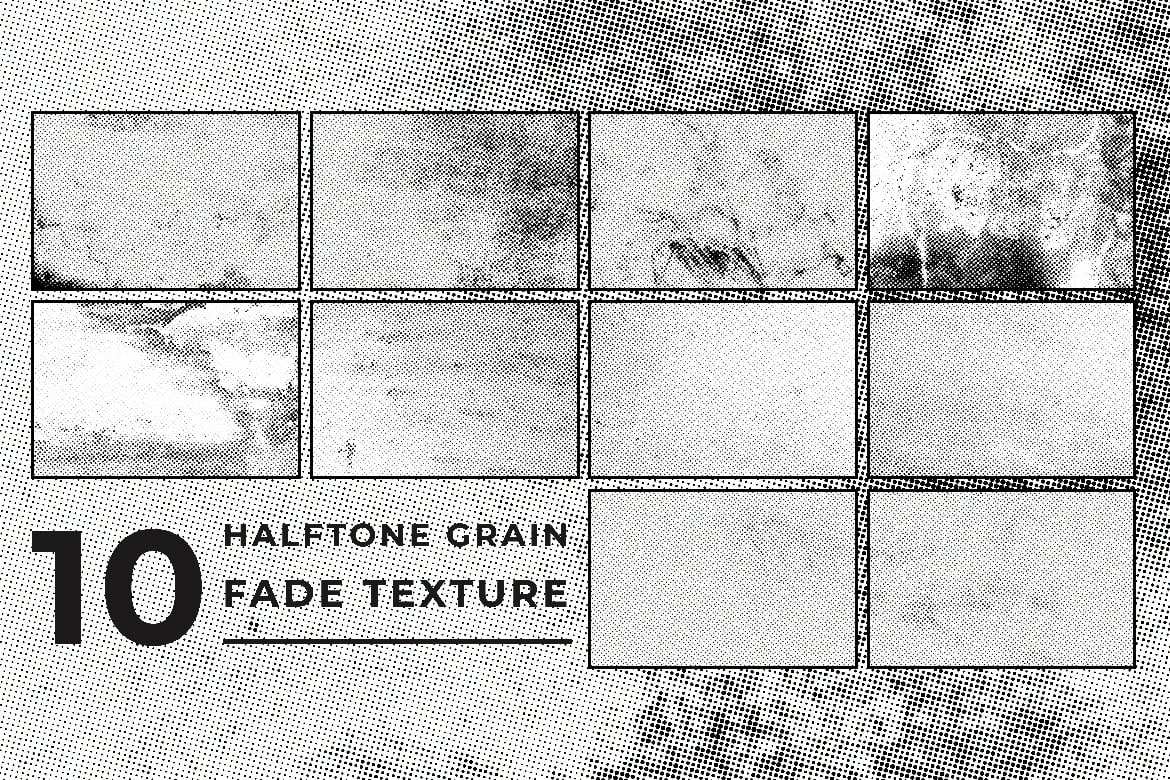 10种半色调颗粒褪色纹理 Halftone Grain Fade Texture插图1 10种半色调颗粒褪色纹理 Halftone Grain Fade Texture