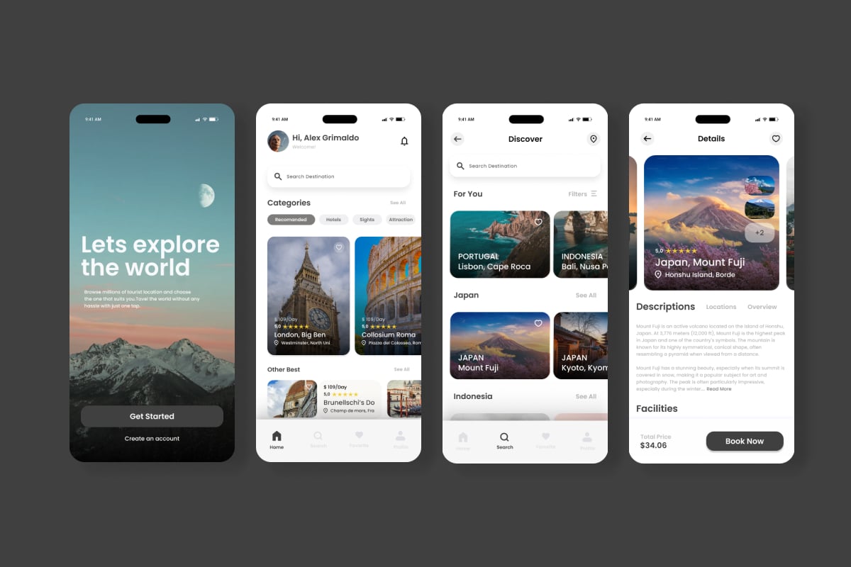 旅行计划App UX/UI设计套件 Advents – Travel Mobile App插图3 旅行计划App UX/UI设计套件 Advents - Travel Mobile App