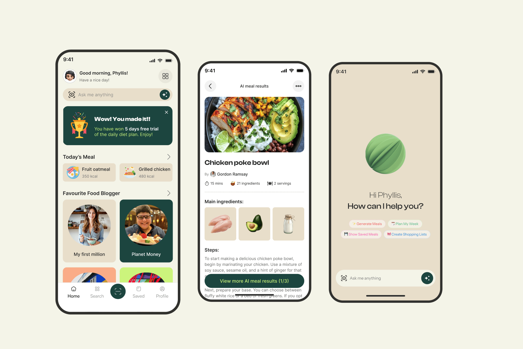 AI健康食谱App UI界面设计套件 AI Meal Plan