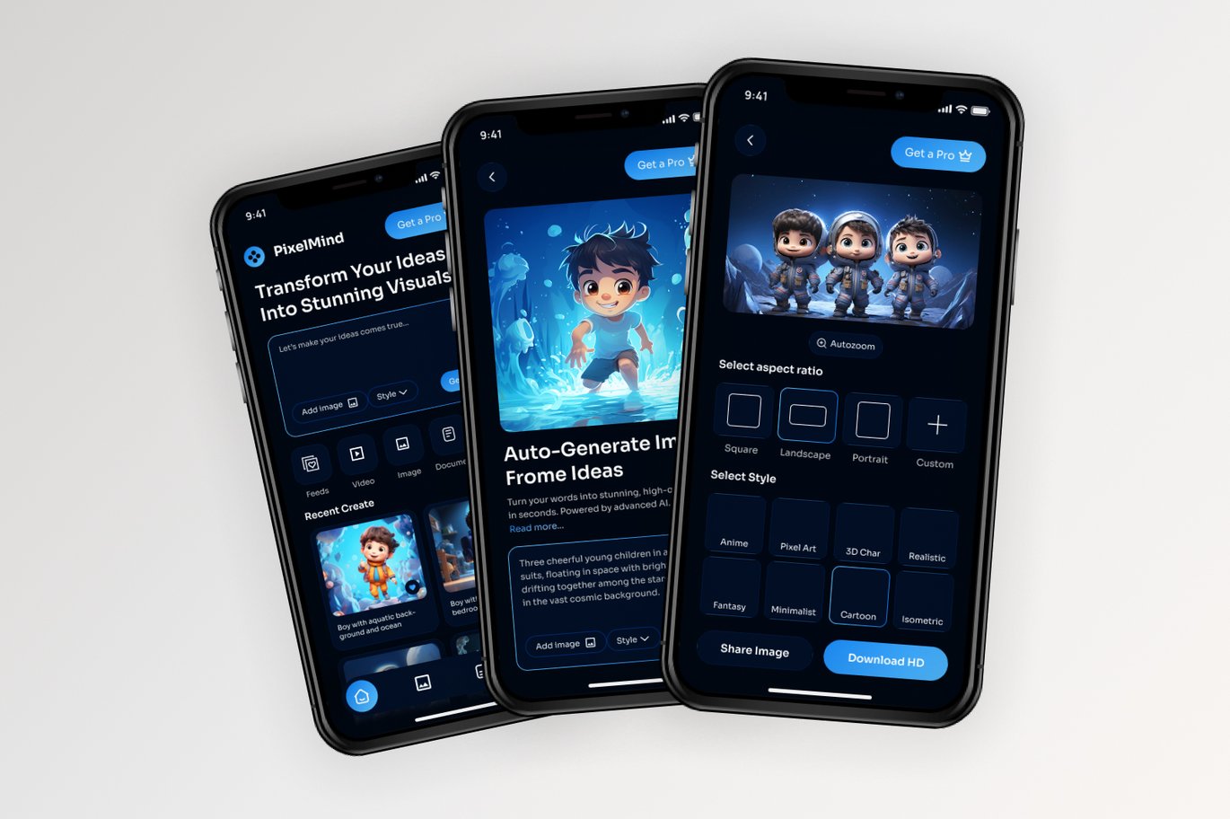 AI图像生成器App界面设计模板 AI Image Generator Mobile App插图2 AI图像生成器App界面设计模板 AI Image Generator Mobile App