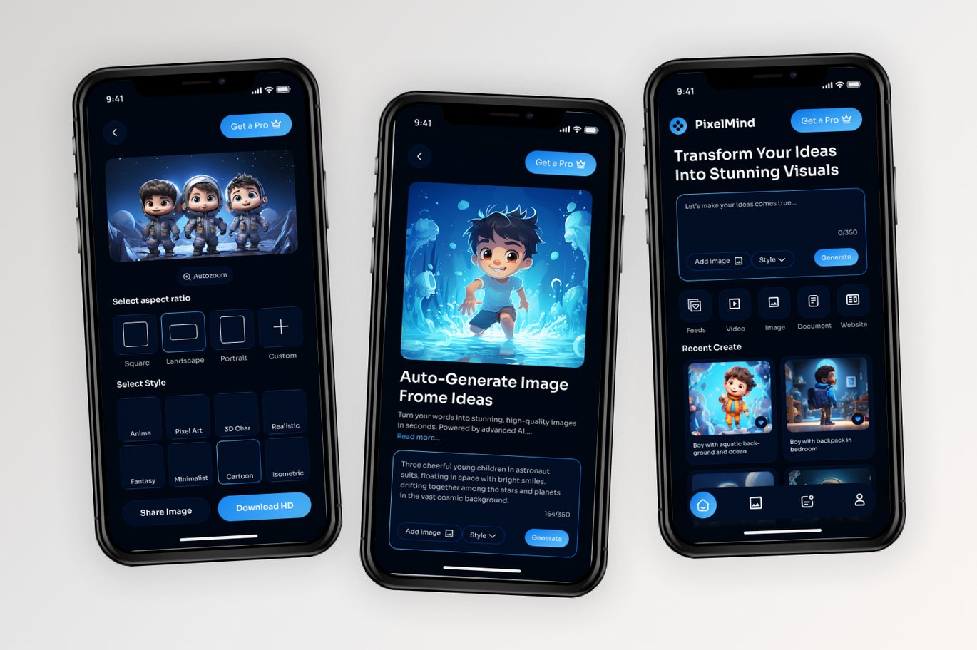 AI图像生成器App界面设计模板 AI Image Generator Mobile App插图3 AI图像生成器App界面设计模板 AI Image Generator Mobile App