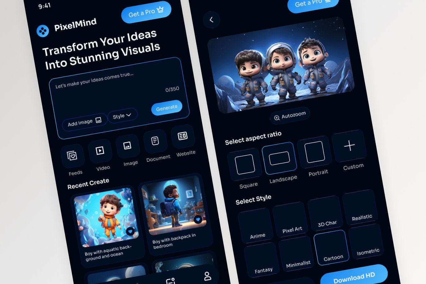 AI图像生成器App界面设计模板 AI Image Generator Mobile App插图4 AI图像生成器App界面设计模板 AI Image Generator Mobile App