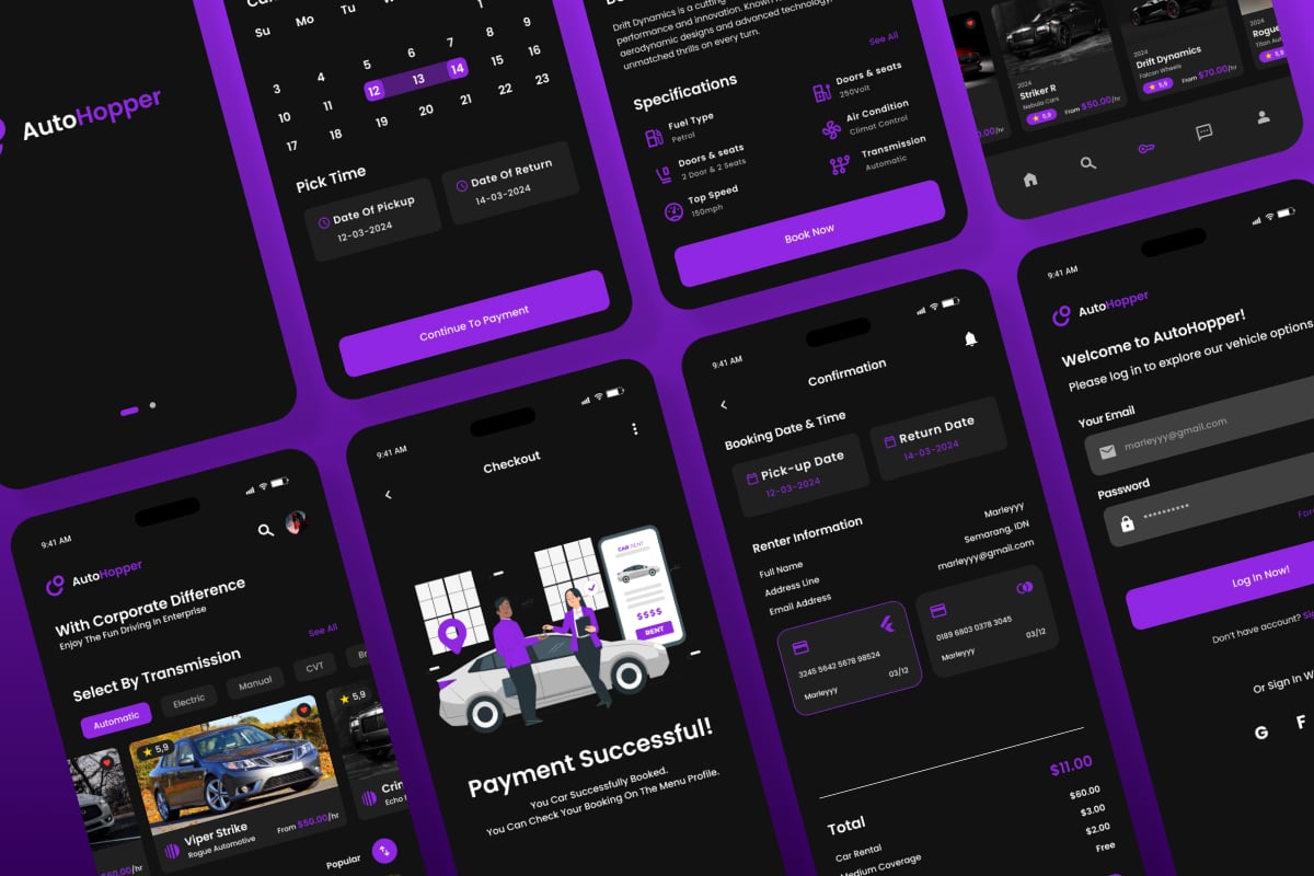 租车服务App用户体验设计模板 AutoHopper – Car Rental App插图3 租车服务App用户体验设计模板 AutoHopper - Car Rental App
