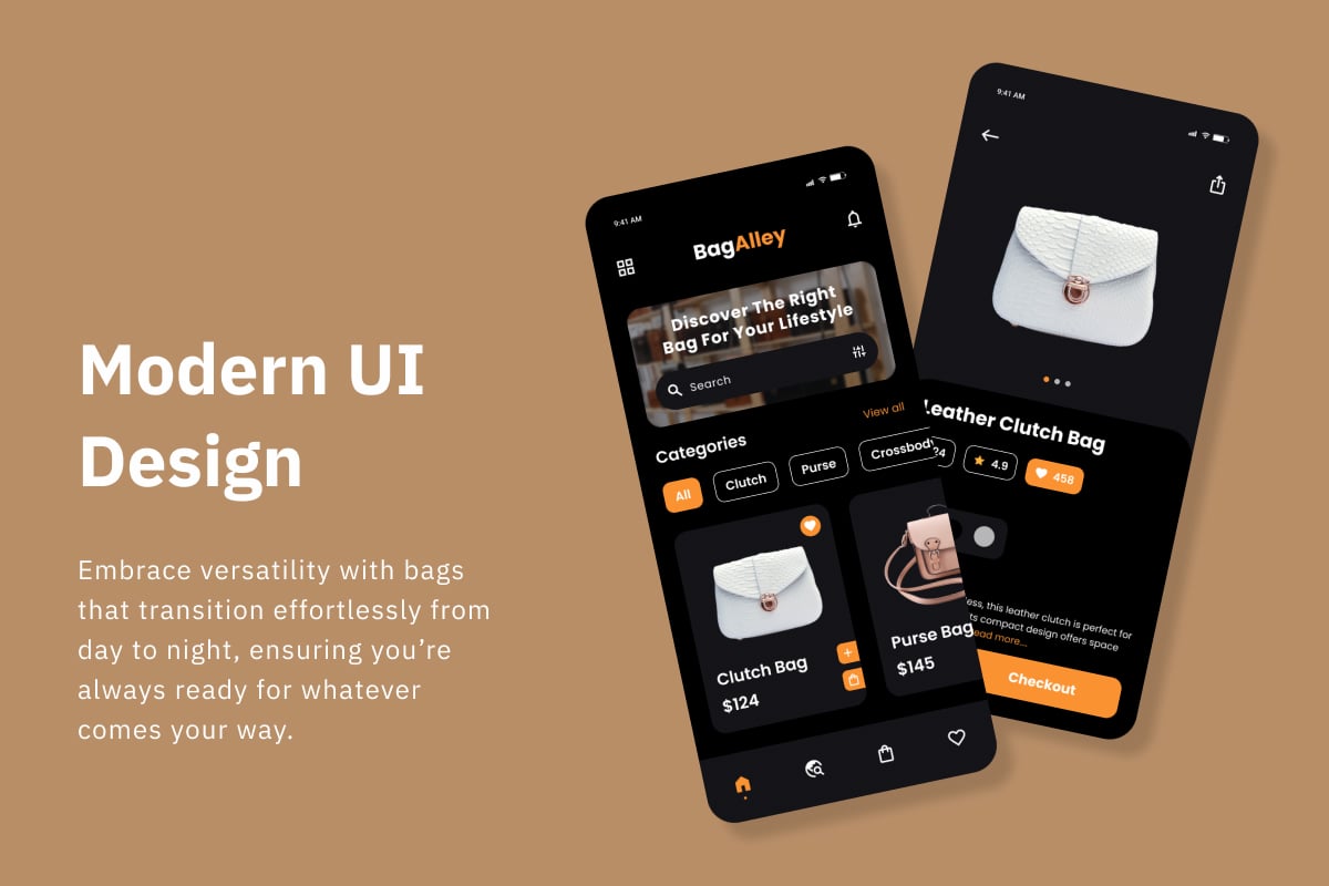 箱包电商商城App UI套件 BagAlley – Bag Store e-Commerce App插图1 箱包电商商城App UI套件 BagAlley - Bag Store e-Commerce App