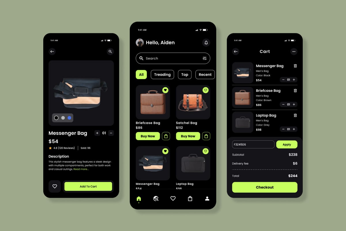 背包商店电商App界面设计套件 BagNest – Bag Store App插图2 背包商店电商App界面设计套件 BagNest - Bag Store App