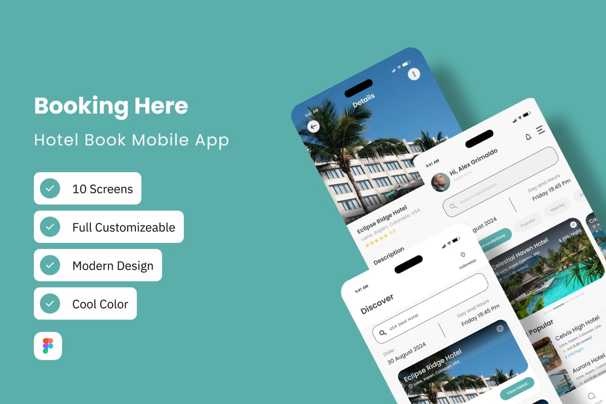 酒店预订App应用UI设计模板 BookHere – Hotel Booking App插图 酒店预订App应用UI设计模板 BookHere - Hotel Booking App