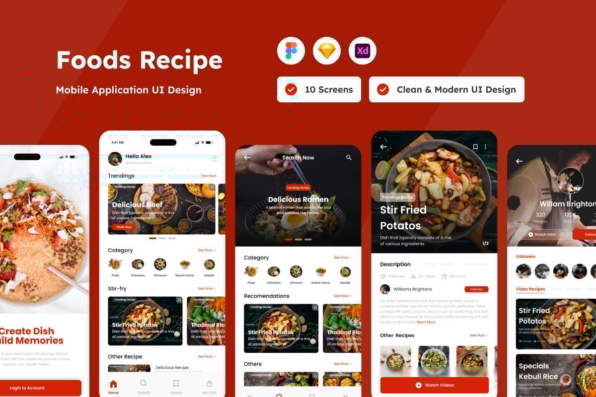 美食食谱App移动应用UI套件 Dapurku – Foods Recipe App插图 美食食谱App移动应用UI套件 Dapurku - Foods Recipe App