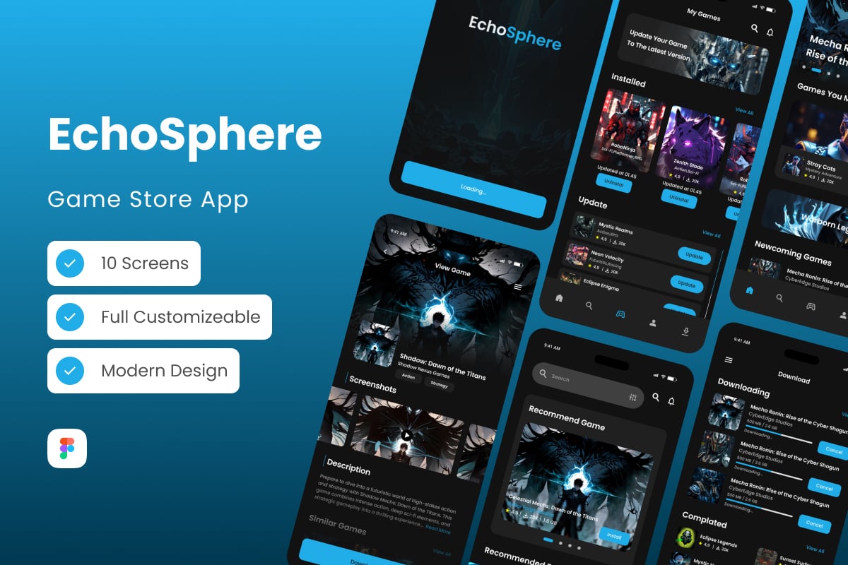 游戏商店AppUX设计模板 EchoSphere – Game Store Mobile App插图 游戏商店AppUX设计模板 EchoSphere - Game Store Mobile App