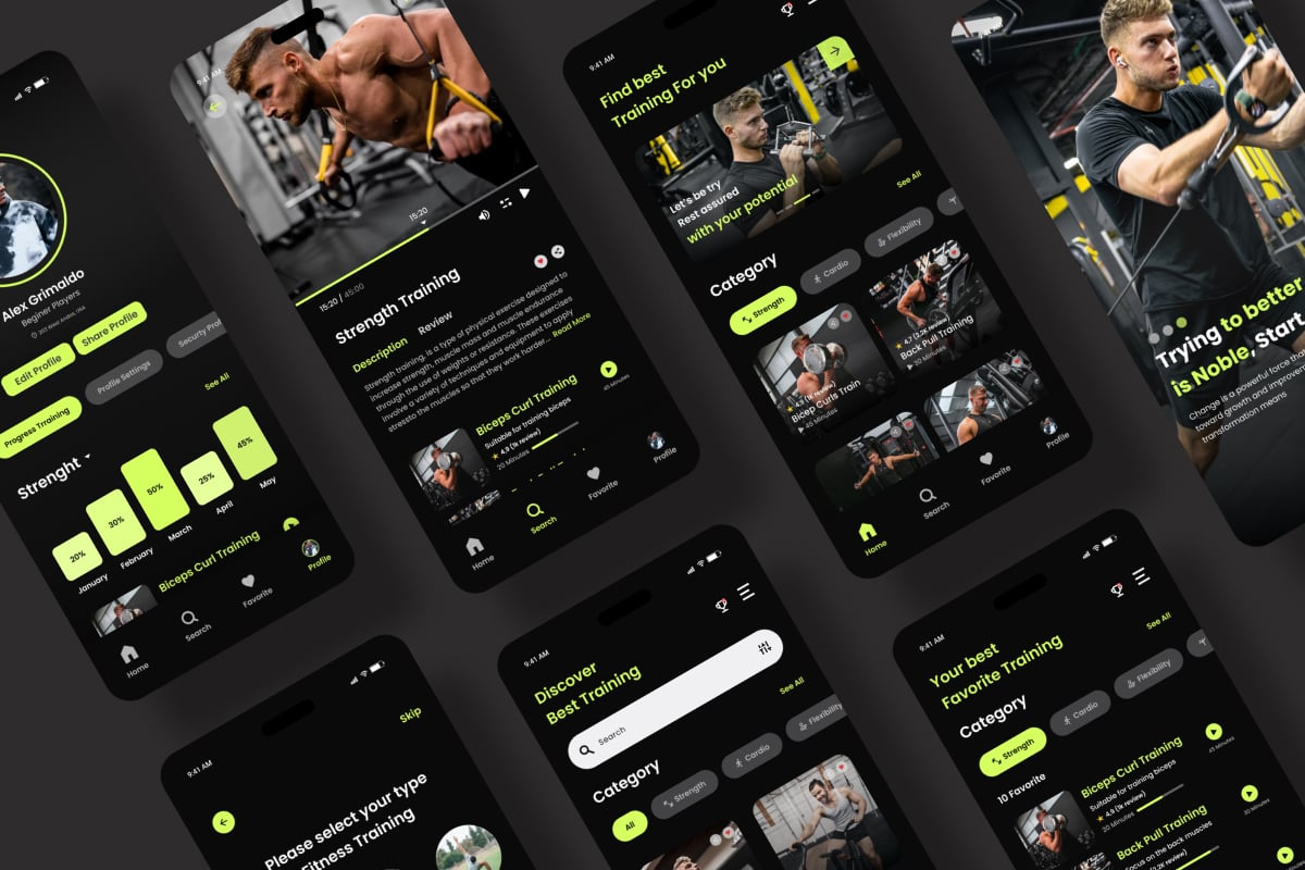 健身运动App界面设计套件 Energix – Fitness Mobile App插图4 健身运动App界面设计套件 Energix - Fitness Mobile App