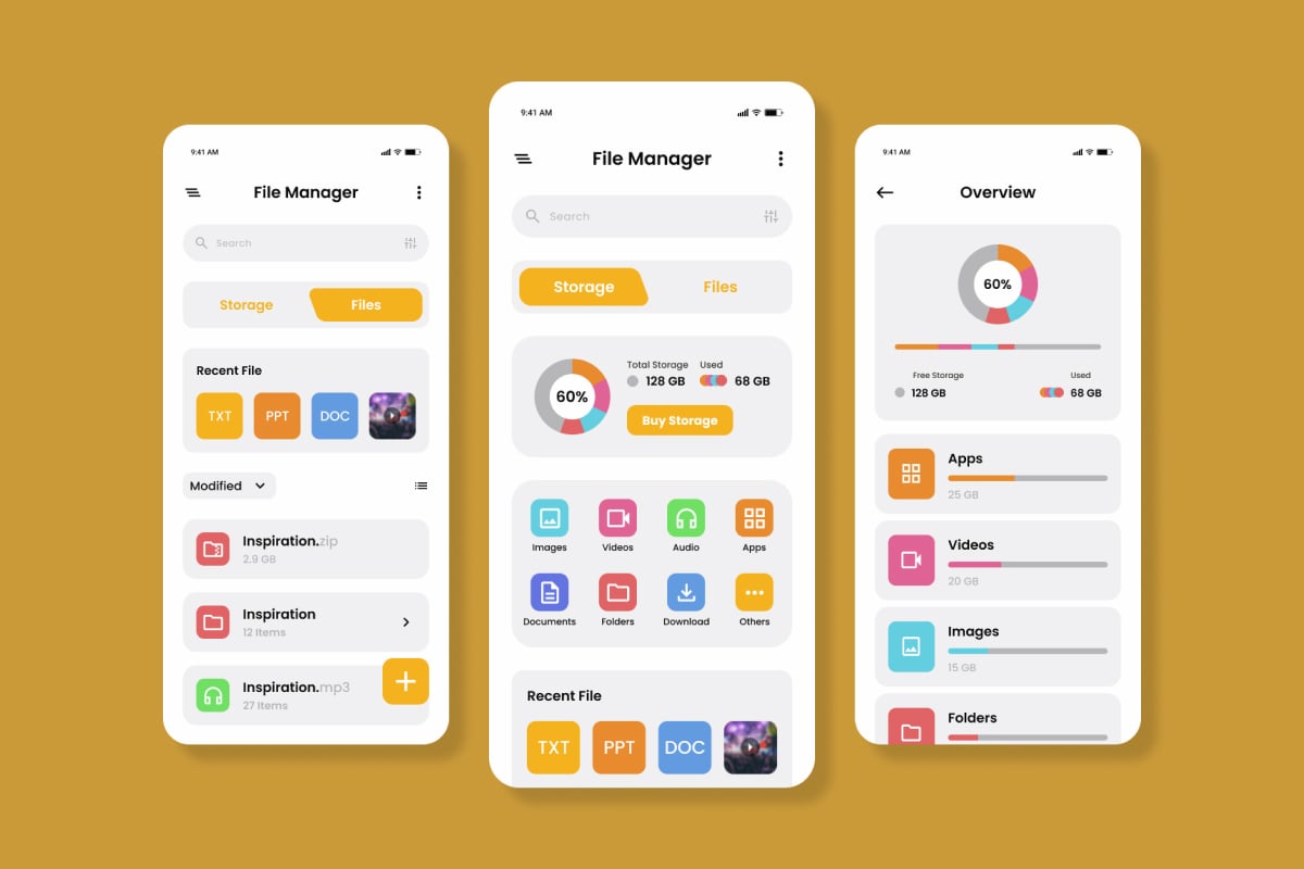 文件管理App用户体验设计模板 FileGrid – File Manager App插图2 文件管理App用户体验设计模板 FileGrid - File Manager App