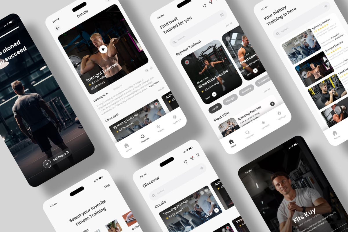 健身训练App UI设计模板 Fits Kuy - Fitness Mobile App