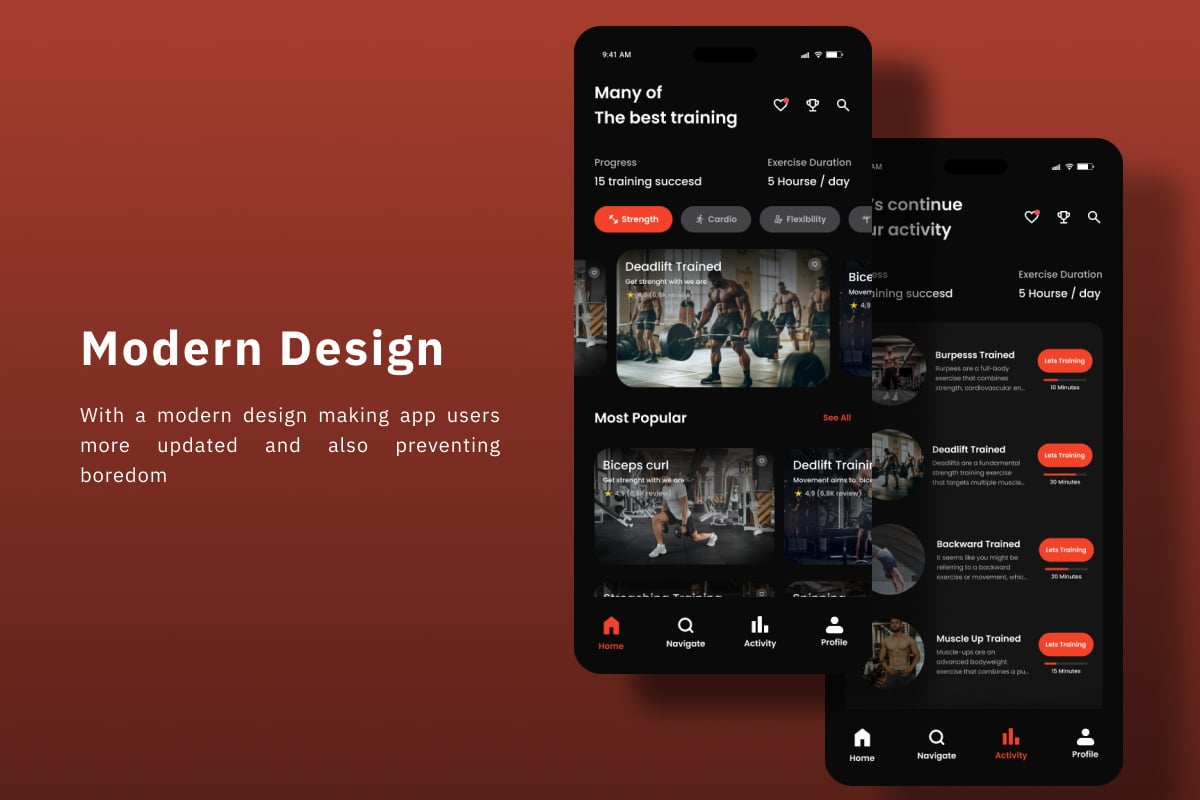 健康健身App界面设计套件 Fits Plus - Fitness Mobile App