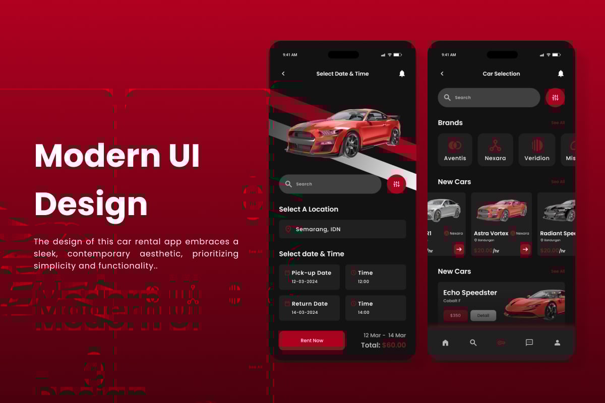 租车服务App界面设计模板 FleetFinder - Car Rental App