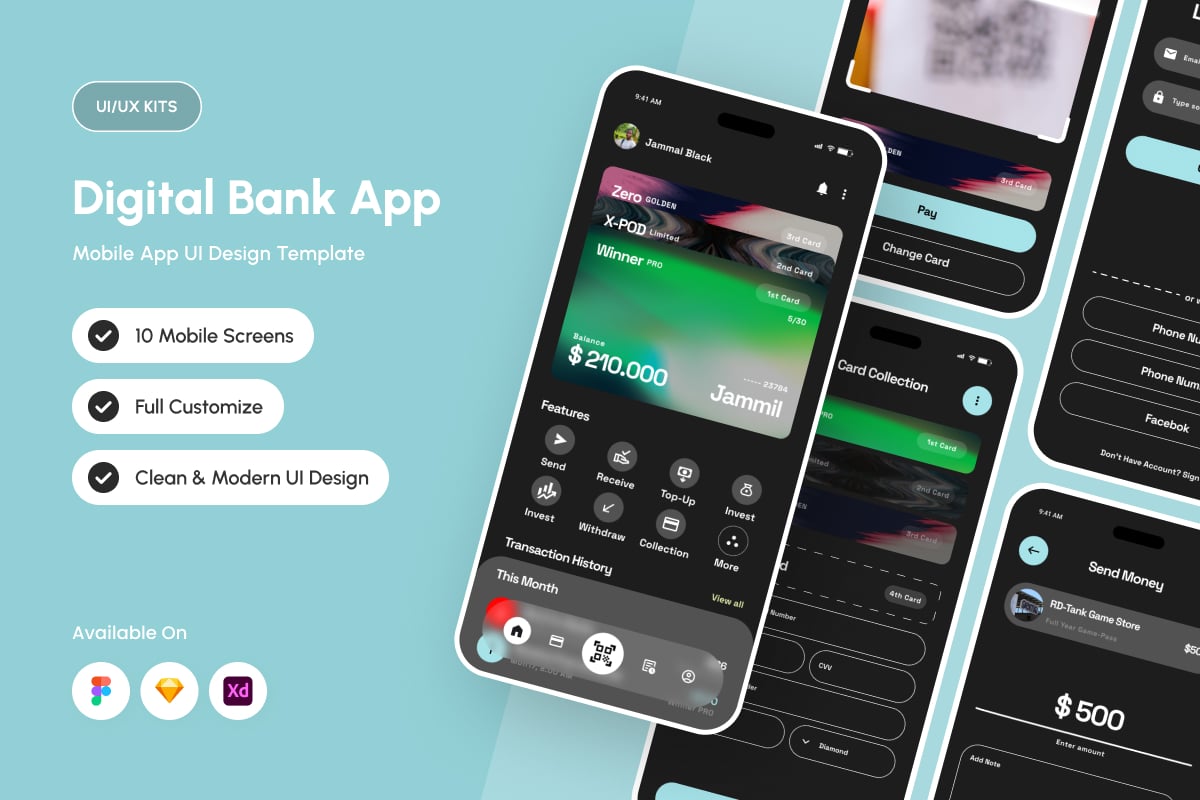 数字钱包App UI界面设计套件 FlowFlex – Digital Wallet UI Kit