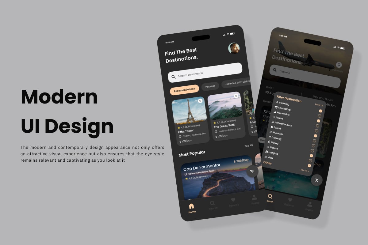 旅行出行App UI设计套件 Flying - Travel Mobile App