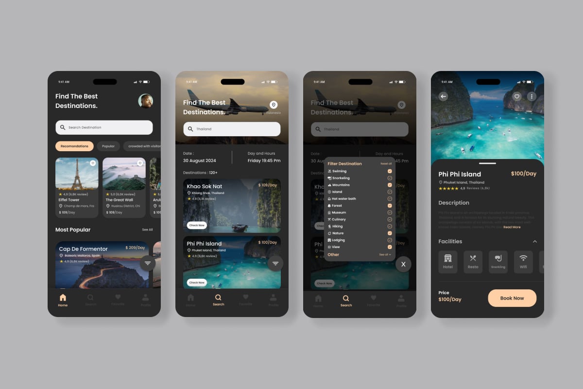 旅行出行App UI设计套件 Flying - Travel Mobile App