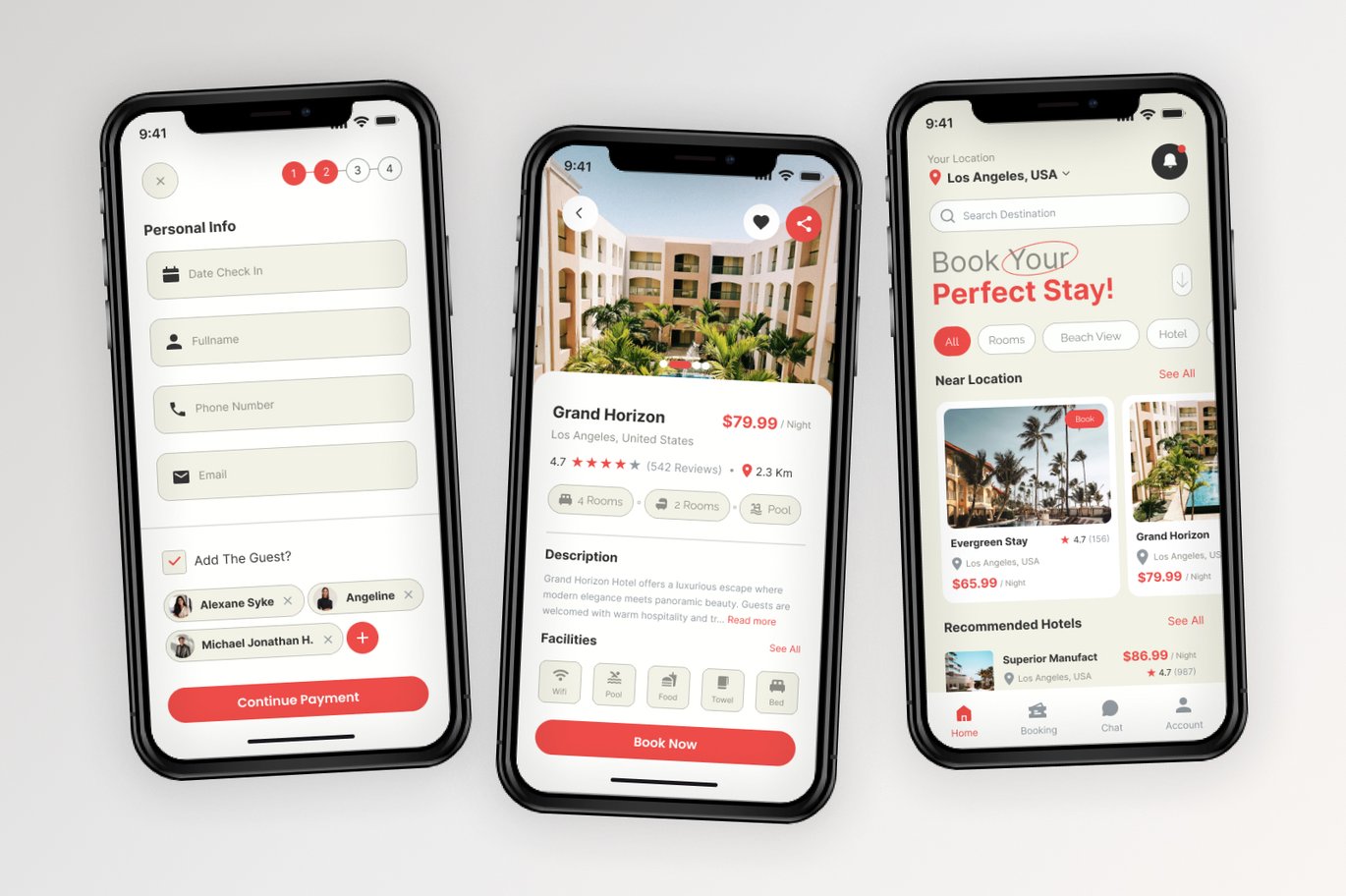 酒店预订App应用界面设计套件 Hotel Booking Mobile Apps