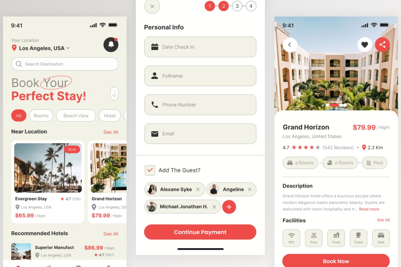 酒店预订App应用界面设计套件 Hotel Booking Mobile Apps
