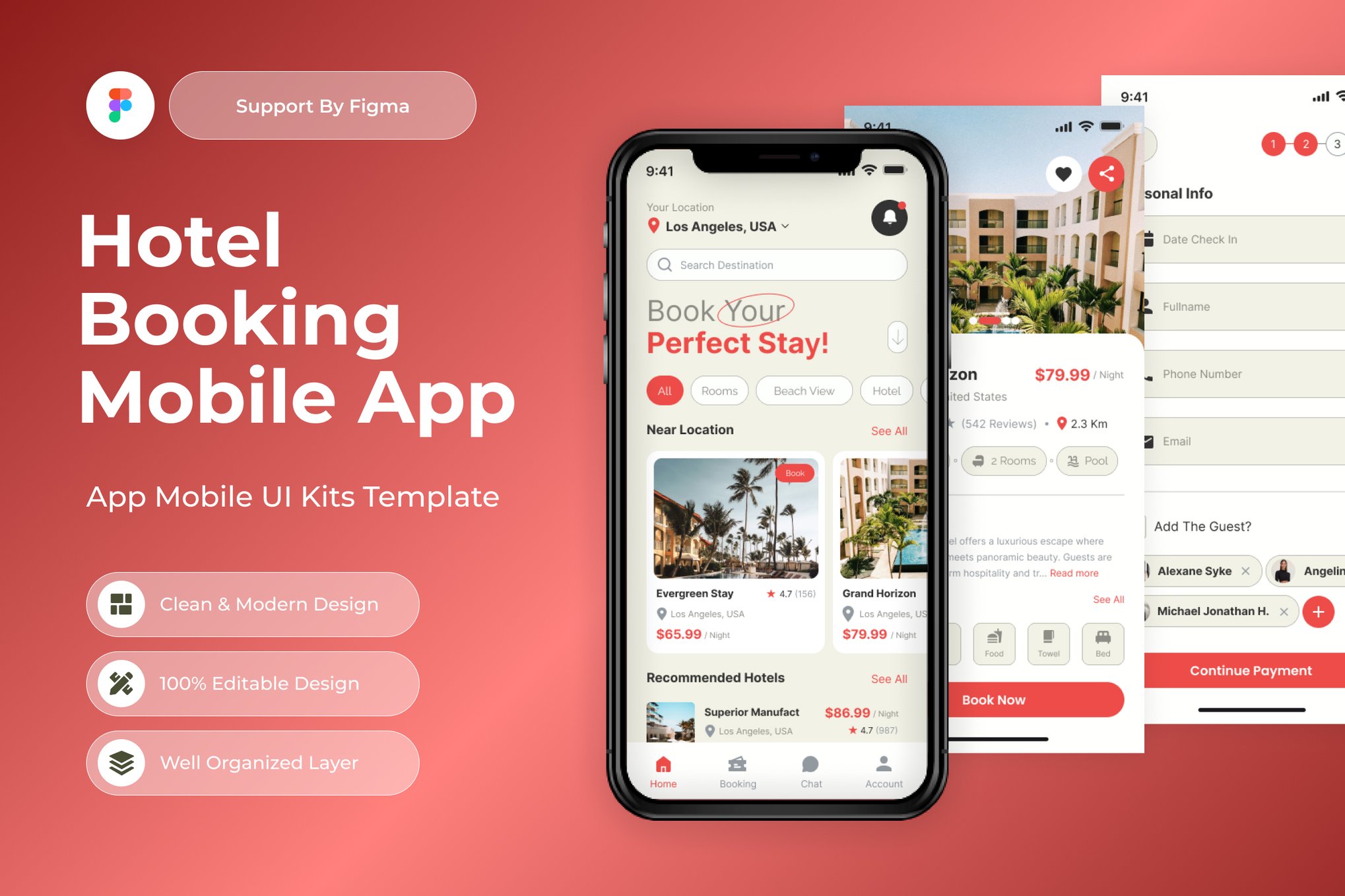 酒店预订App应用界面设计套件 Hotel Booking Mobile Apps