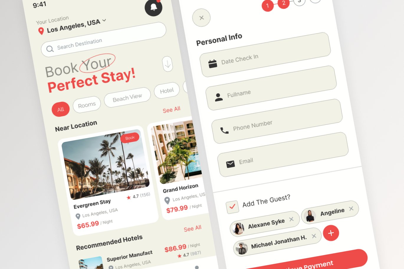 酒店预订App应用界面设计套件 Hotel Booking Mobile Apps