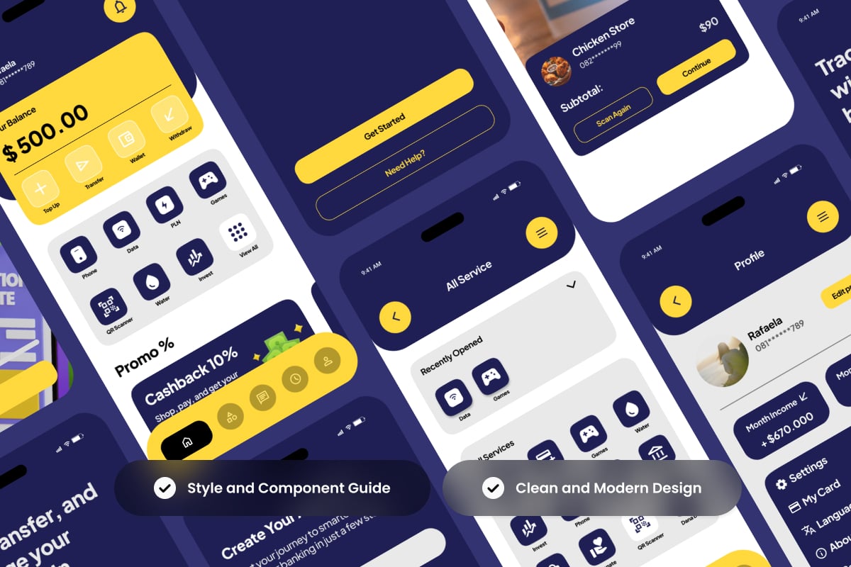 财务追踪App UI界面设计套件 Keryen – Finance Tracker UI Kit