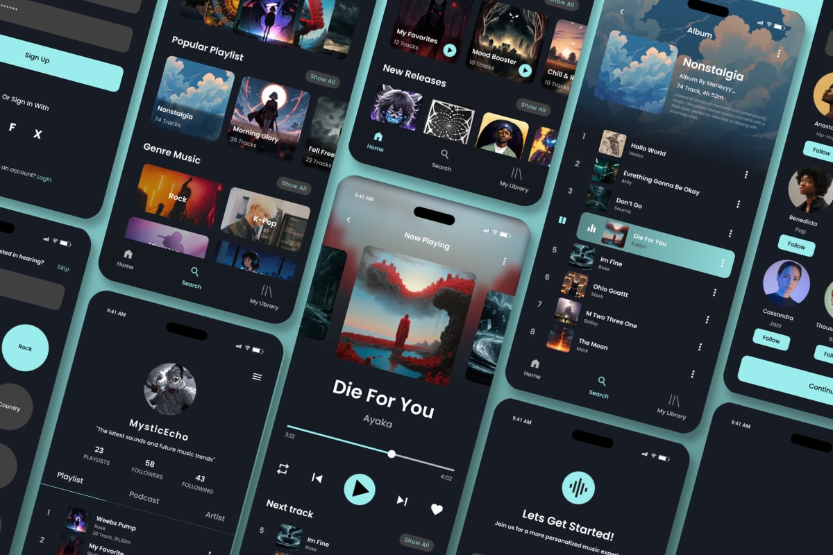 音乐流媒体App UX/UI设计模板 MarzMind - Music Streaming App