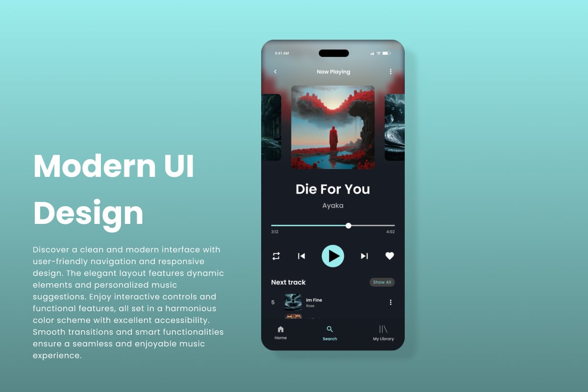 音乐流媒体App UX/UI设计模板 MarzMind - Music Streaming App