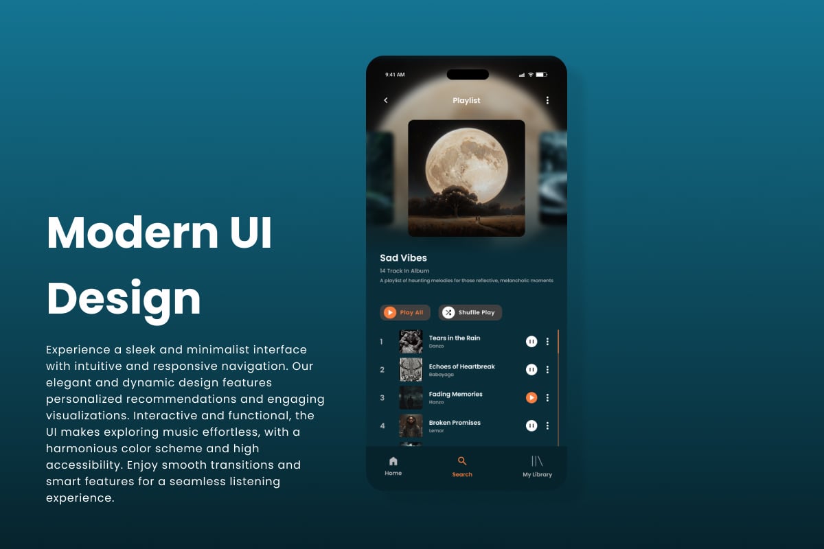 在线音乐App界面设计套件 MarzVader - Music Streaming App