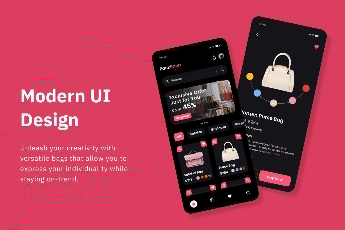 箱包电商商城App UI设计套件 PackShop - Bag Store e-Commerce App