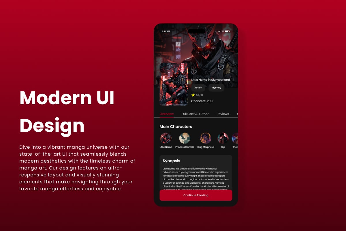 漫画阅读App界面UI设计套件 PanelQuest - Manga Mobile App