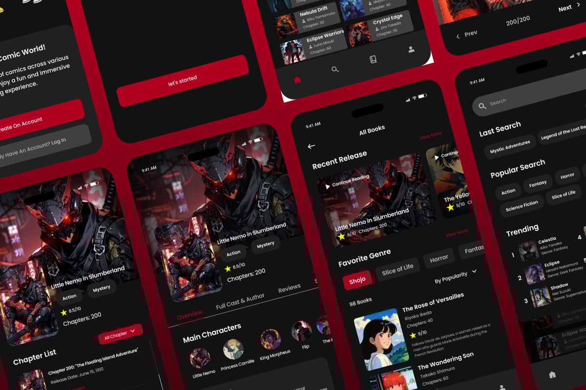 漫画阅读App界面UI设计套件 PanelQuest – Manga Mobile App插图4 漫画阅读App界面UI设计套件 PanelQuest - Manga Mobile App