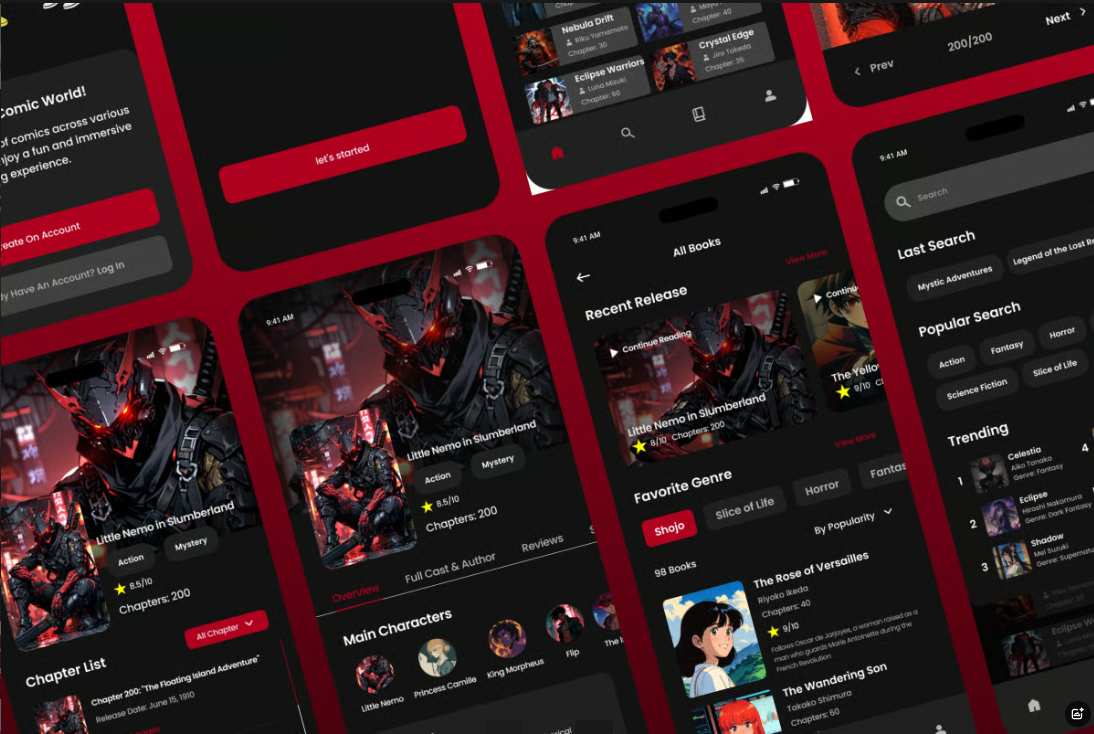 漫画阅读App UI设计模板 PanelQuest – Manga Mobile App插图4 漫画阅读App UI设计模板 PanelQuest - Manga Mobile App