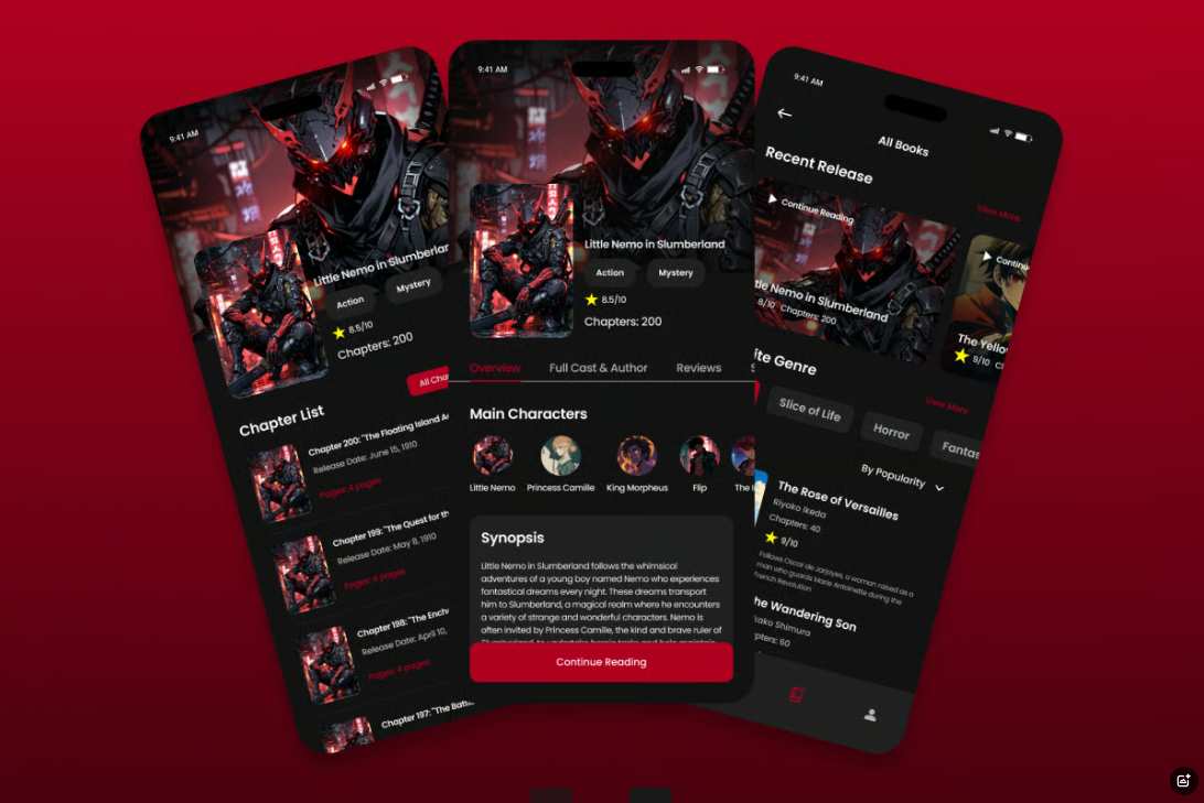 漫画阅读App UI设计模板 PanelQuest - Manga Mobile App