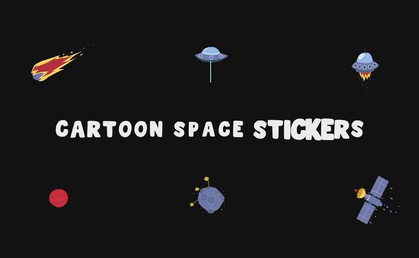 卡通太空贴纸动画素材AE模板 Cartoon Space Stickers For After Effects