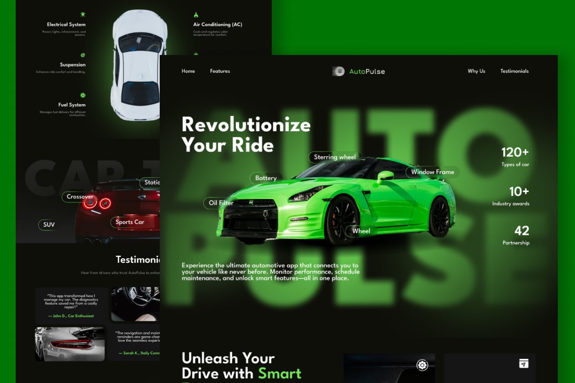 汽车服务网站着陆页设计模板 AutoPulse – Automotive Landing Page Template插图1 汽车服务网站着陆页设计模板 AutoPulse - Automotive Landing Page Template