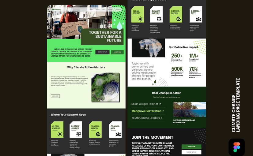 气候变化主题网站着陆页设计模板 Climate Change Landing Page Template