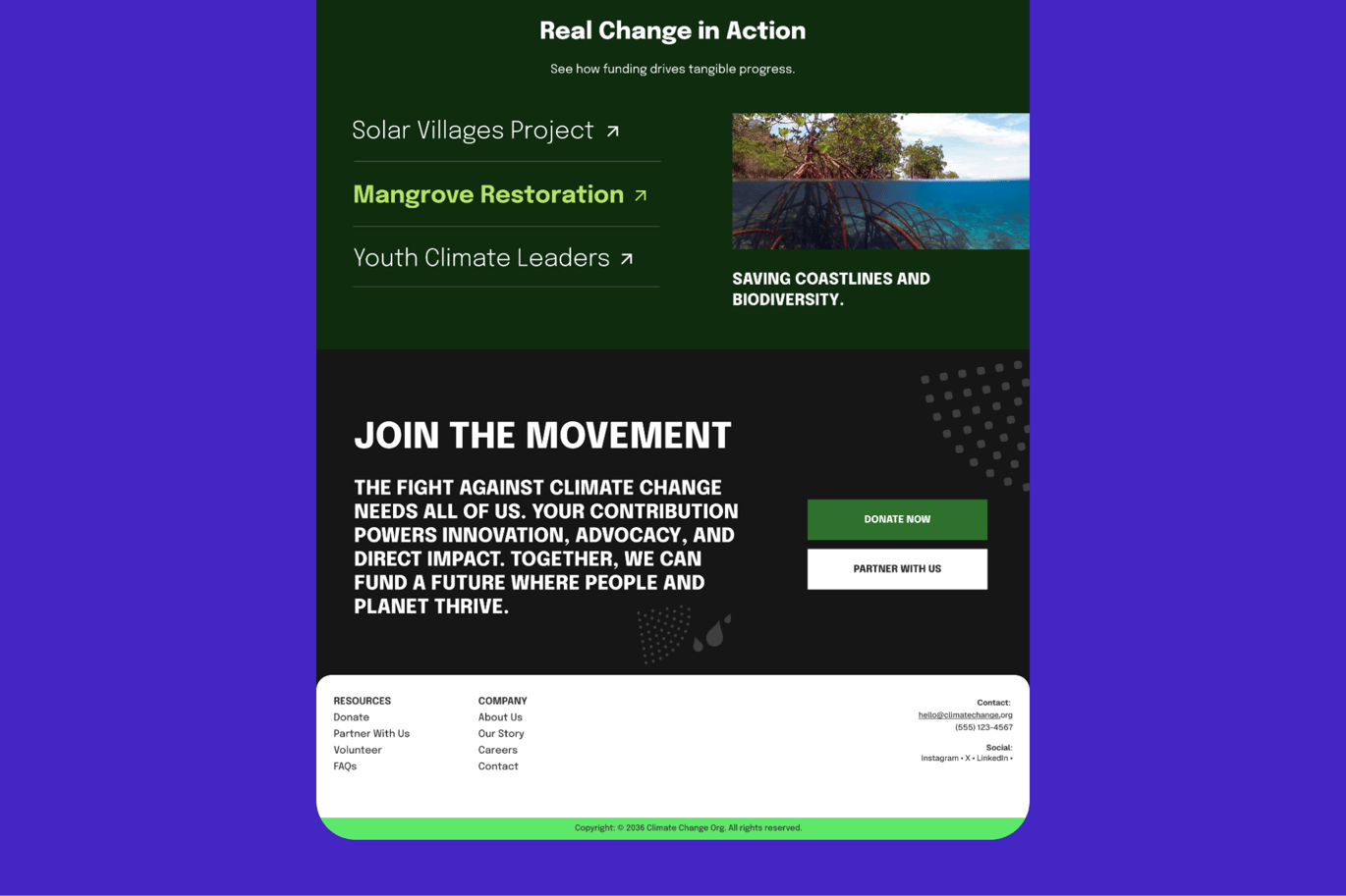 气候变化主题网站着陆页设计模板 Climate Change Landing Page Template插图3 气候变化主题网站着陆页设计模板 Climate Change Landing Page Template