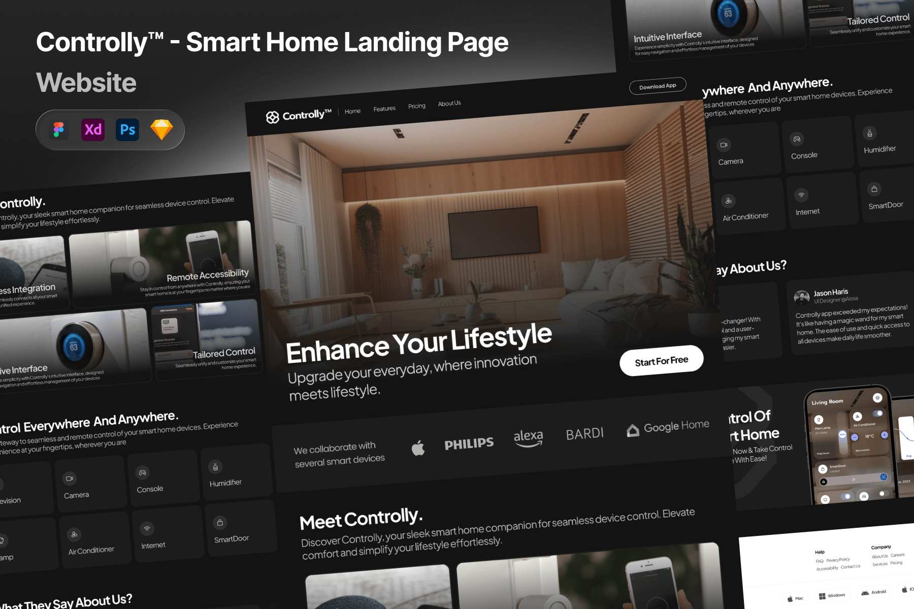 智能家居网站着陆页设计模板 Controllly – Smart Home Landing Page Template插图 智能家居网站着陆页设计模板 Controllly – Smart Home Landing Page Template