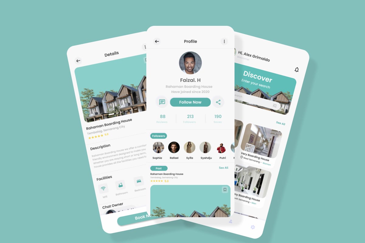 房产租房App界面设计模板 Kost Ku - Real Estate Mobile App