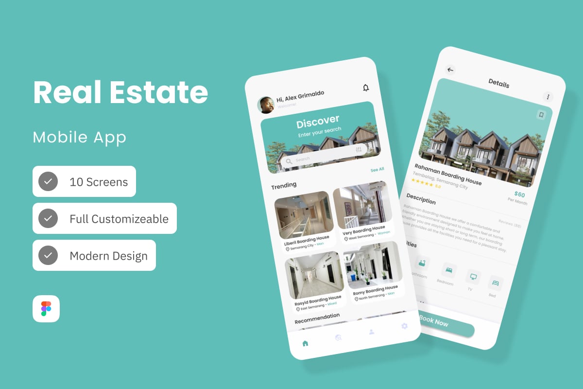 房产租房App界面设计模板 Kost Ku - Real Estate Mobile App
