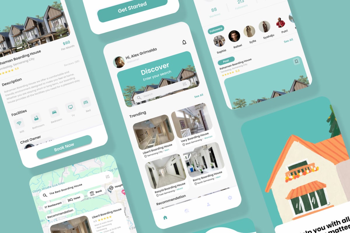 房产租房App界面设计模板 Kost Ku - Real Estate Mobile App