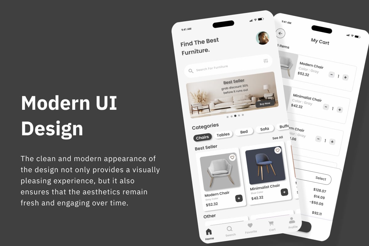 家具购物App界面设计模板 Furni Find – Furniture Mobile App插图1 家具购物App界面设计模板 Furni Find - Furniture Mobile App