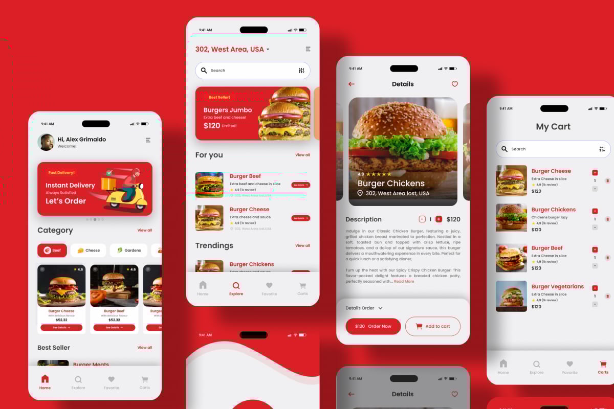 电商购物App界面设计模板 Bur Kings – E-Commerce Mobile App插图3 电商购物App界面设计模板 Bur Kings - E-Commerce Mobile App