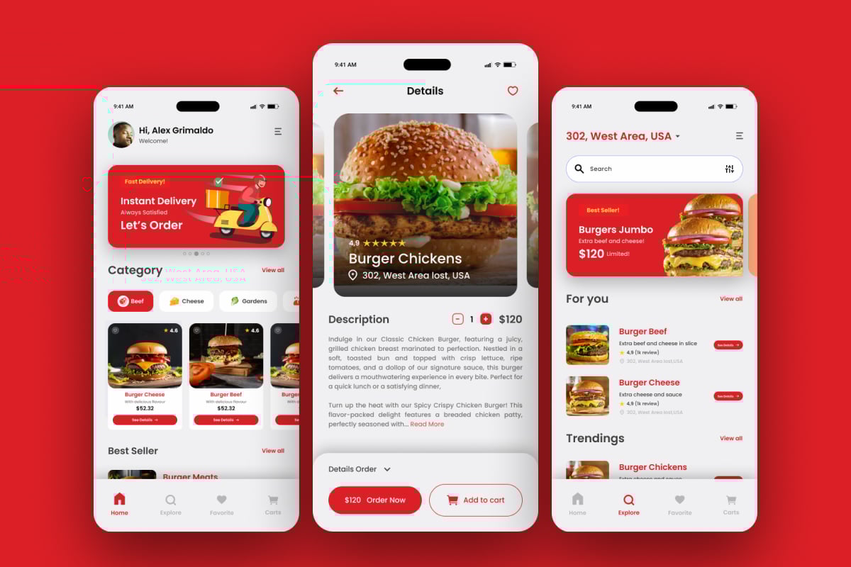 电商购物App界面设计模板 Bur Kings – E-Commerce Mobile App插图2 电商购物App界面设计模板 Bur Kings - E-Commerce Mobile App